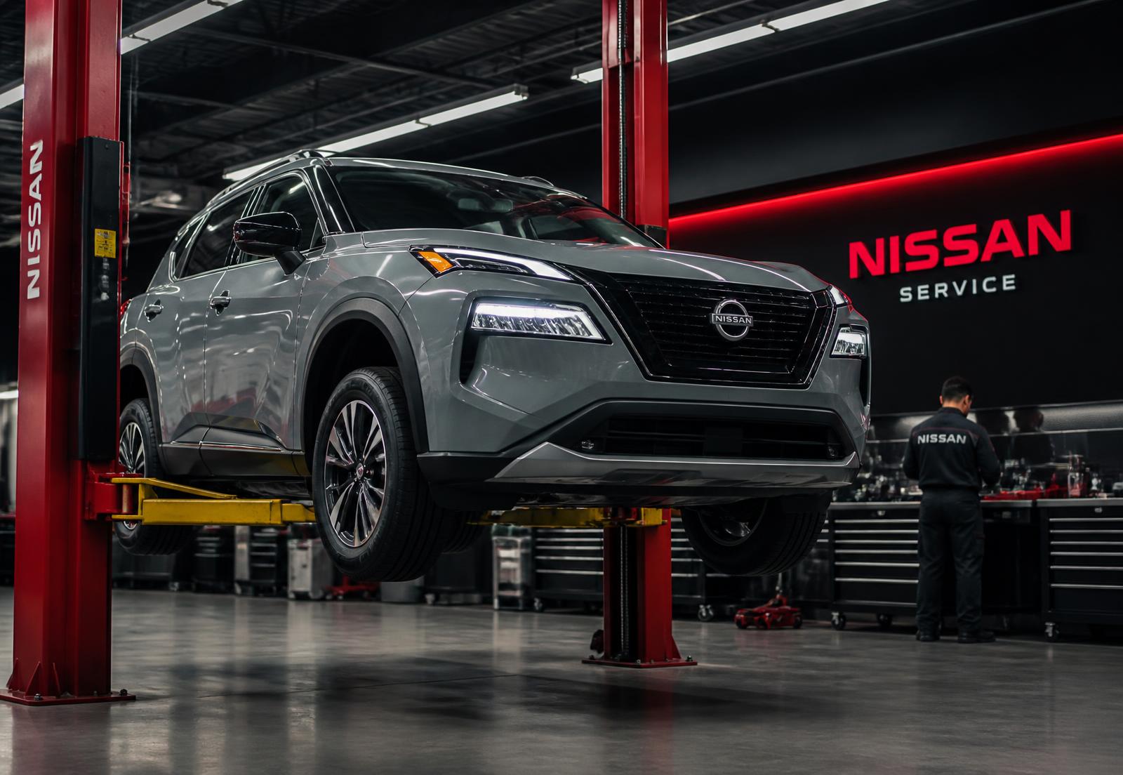 Nissan SUV on a service hoist at the Woodstock Nissan service centre